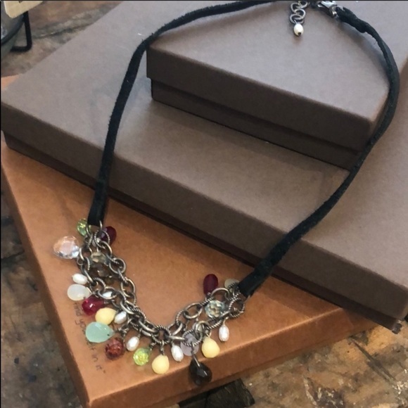 Silpada Jewelry - Silpada necklace multi color/multiple gem and pearl necklace  stitched leather